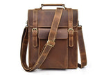 mens and womens rustic brown leather backpack