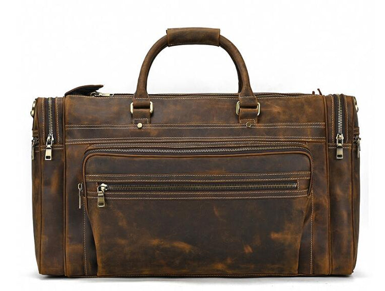 vintage leather men duffle bag