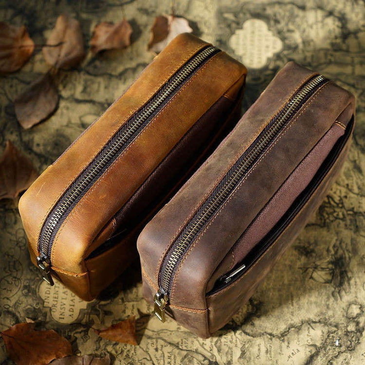 Large Unisex Leather Pencil Case Pen Bag