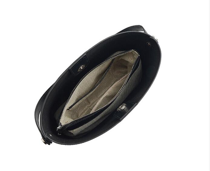 Black Women's Leather Shoulder Tote Bag