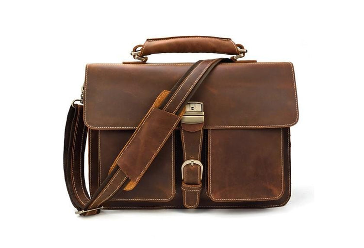 brown large leather messenger bag