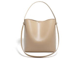 Cream Women's Leather Shoulder Tote Bag
