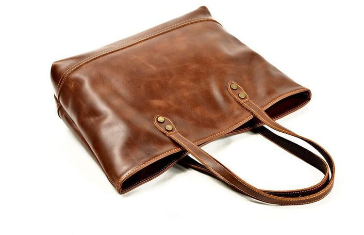 leather waxed canvas tote