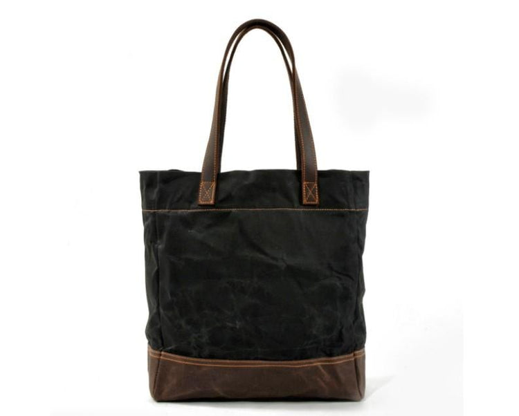 black waxed canvas totes