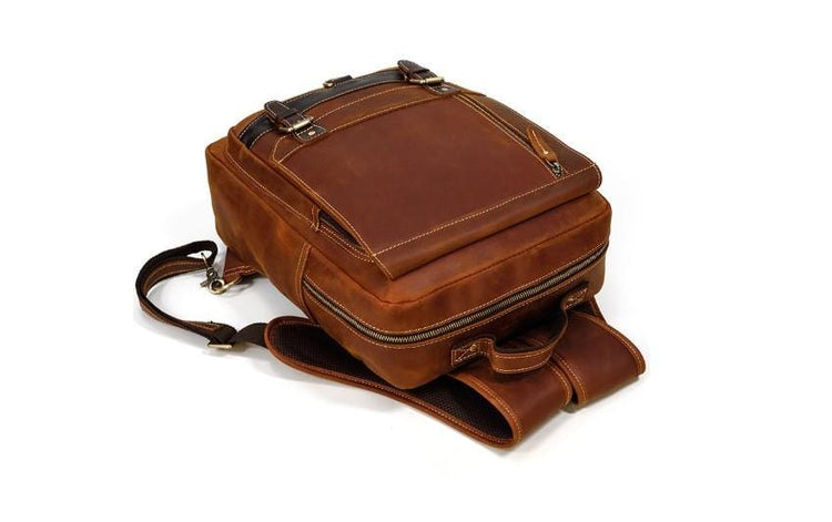 handmade full grain leather backpack purse