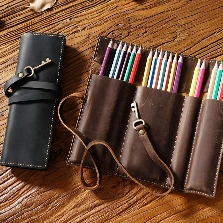 sketch School Leather Pencil Case Pen Roll