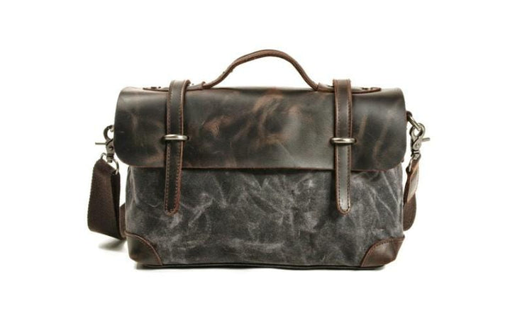 vintage canvas and leather messenger bag