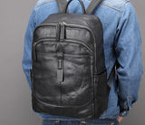 Handmade Large Black Leather Backpack Purse Bag