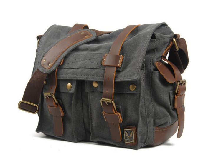 mens canvas messenger bag grey