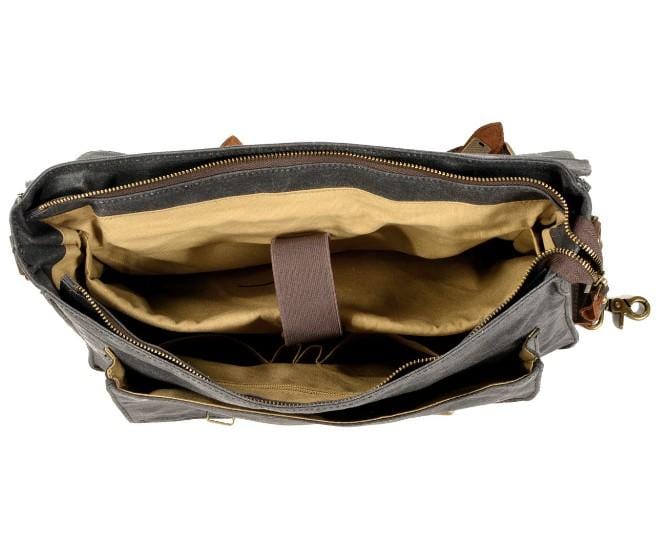 distressed canvas leather messenger bag