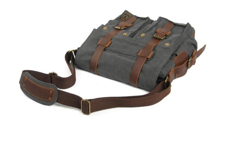 grey canvas shoulder bag