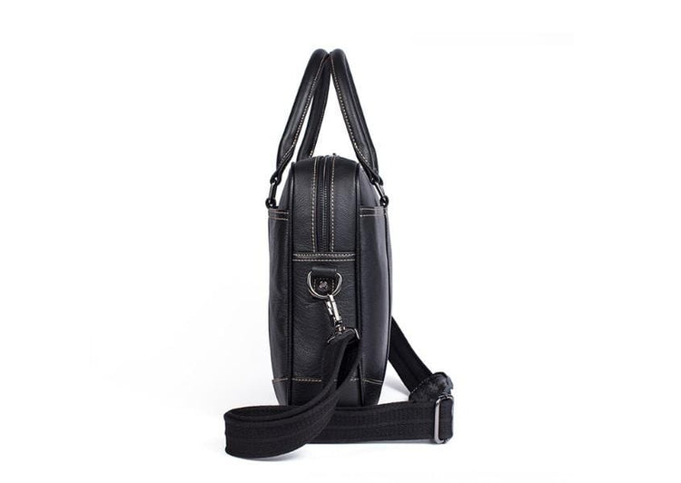 black leather satchel bag