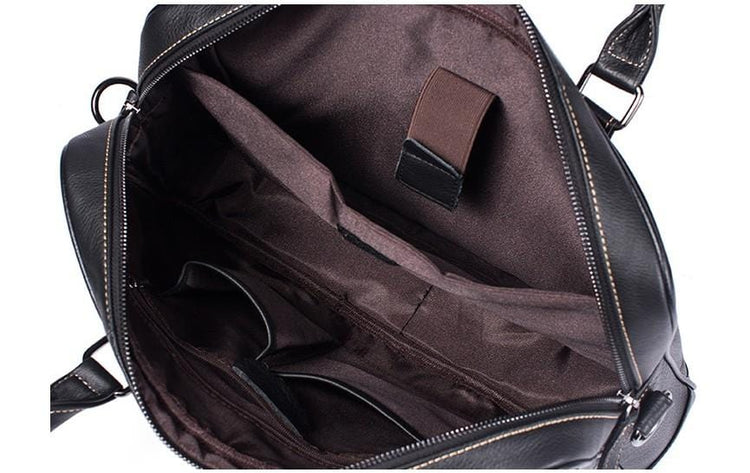 black vintage leather messenger bag