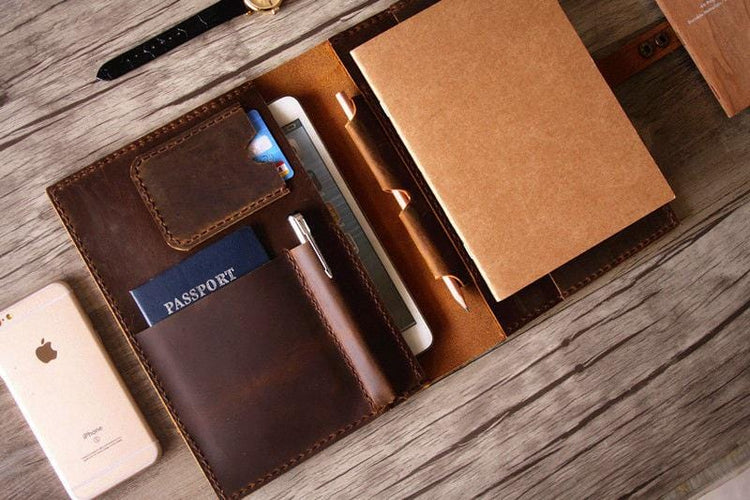custom leather notebook folio