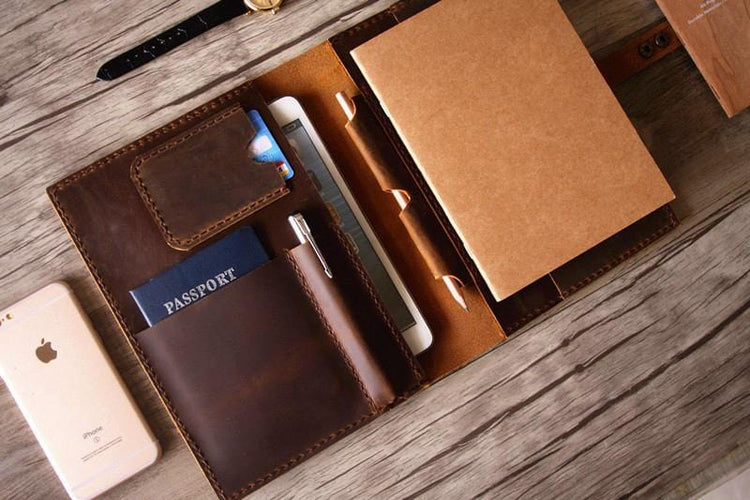 designer leather portfolio holder