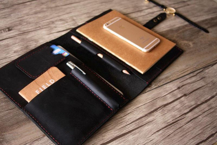 black leather padfolio