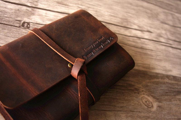 dark vintage leather notebook