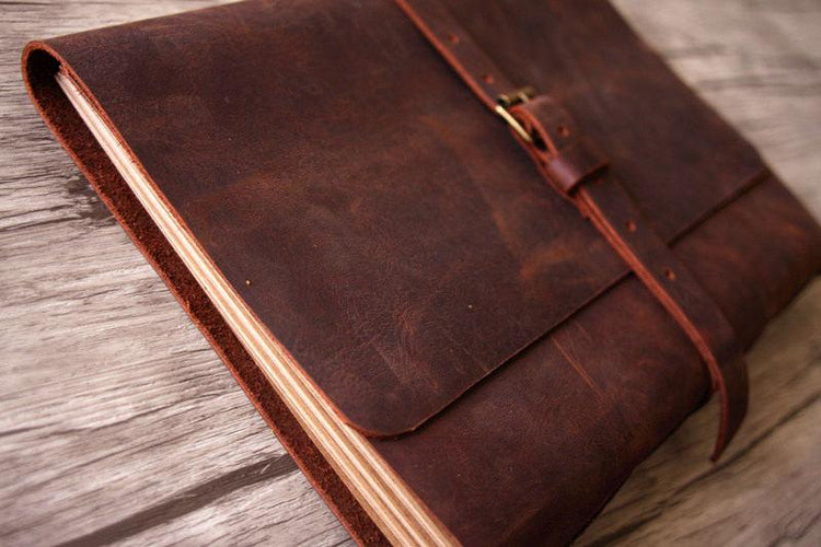 handmade leather bound memory book