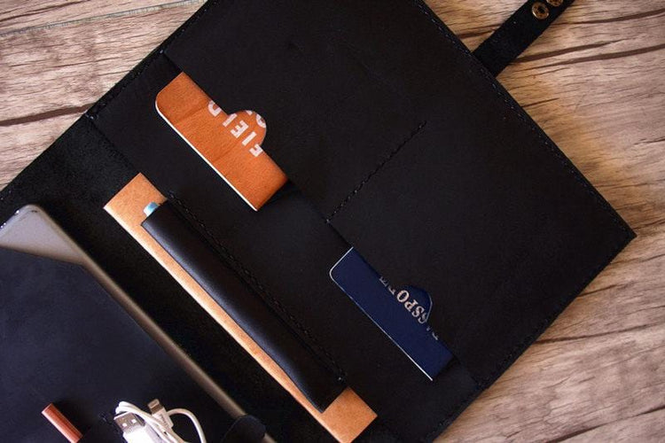 black leather legal pad padfolio