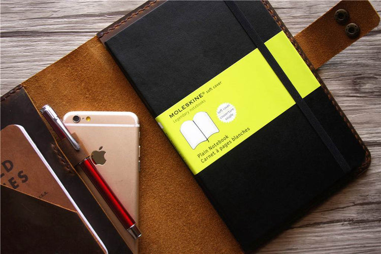 personalized brown leather a5 refillable notebook cover holder