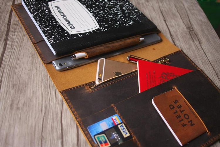 handmade leather padfolio
