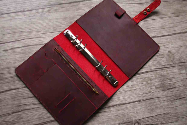 red leather binders