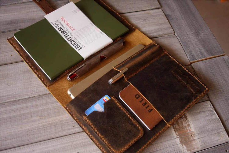 personalized mens leather notebook portfolio