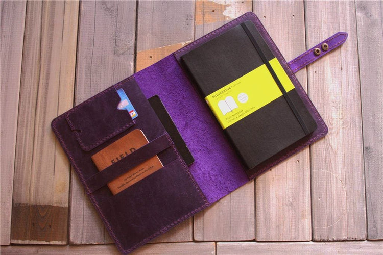 custom purple leather moleskine holder cover