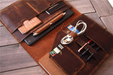 personalized brown leather padfolio