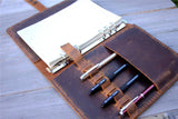 personalized brown leather portfolio planner organizer
