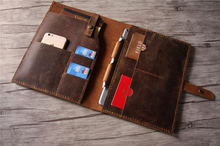 distressed leather organizer handcrafted