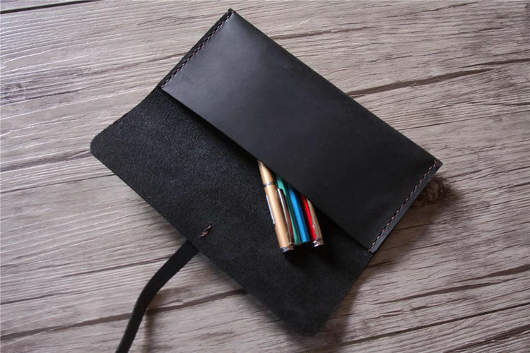 black leather pencil case holder tool pouch