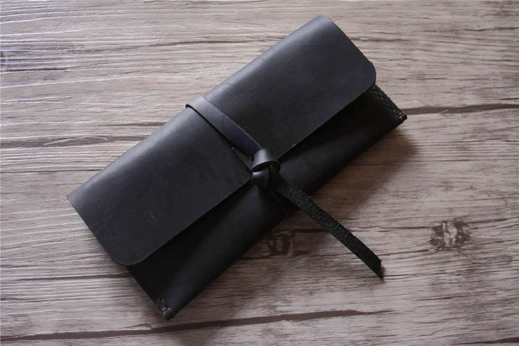 black leather pencil case holder tool pouch