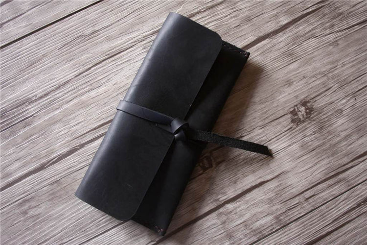 black leather pencil case holder tool pouch