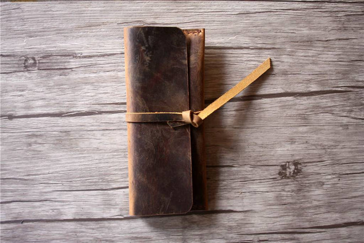 handmade embossed leather pencil bag case