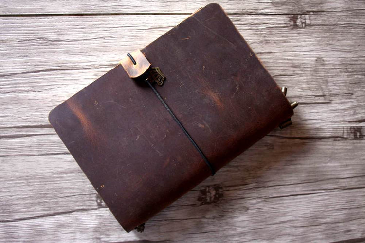 Distressed Brown Leather Refillable Bound Journal