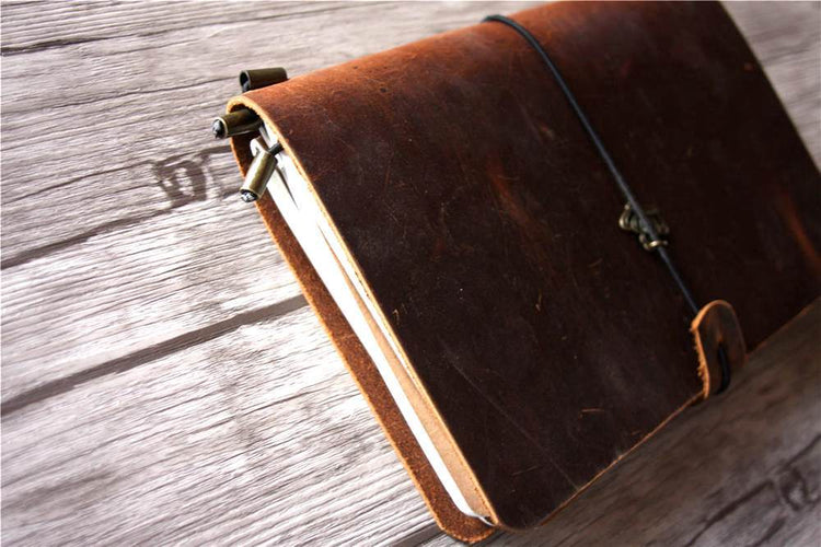 Men's Brown Leather Refillable Bound Journal