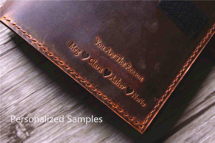 personalized on brown leather pencil holder