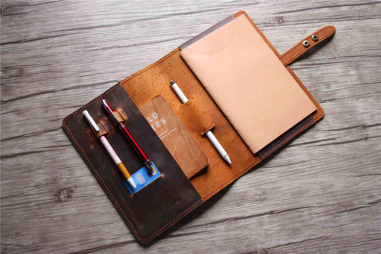 leather notebook holder with pen case