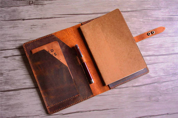 handmade leather personalised notebook journal cover