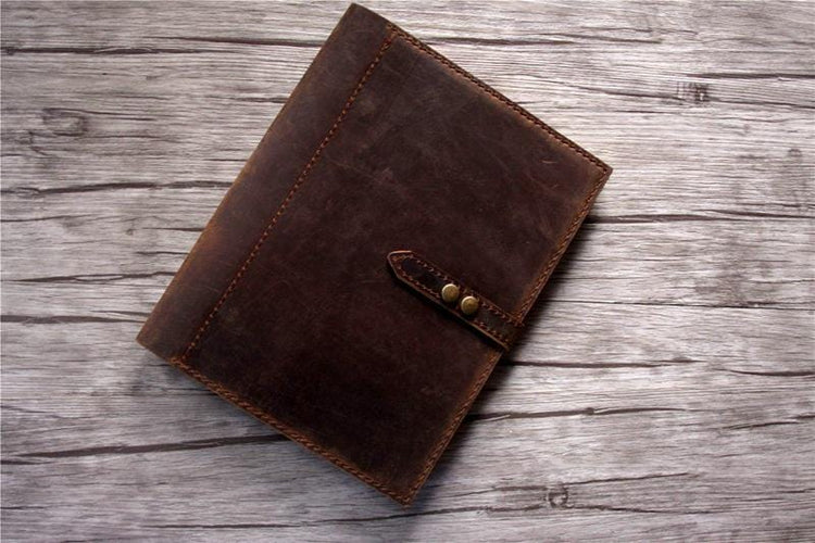 leather ring binder brown personalized