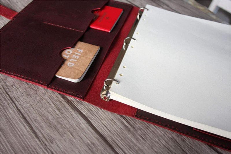 A4 leather ring binder portfolio holder