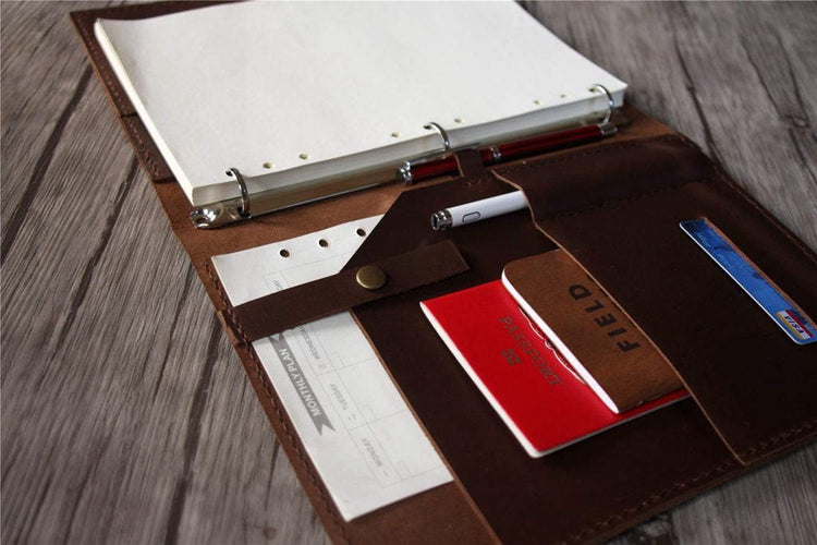 refillable leather binder planner A4