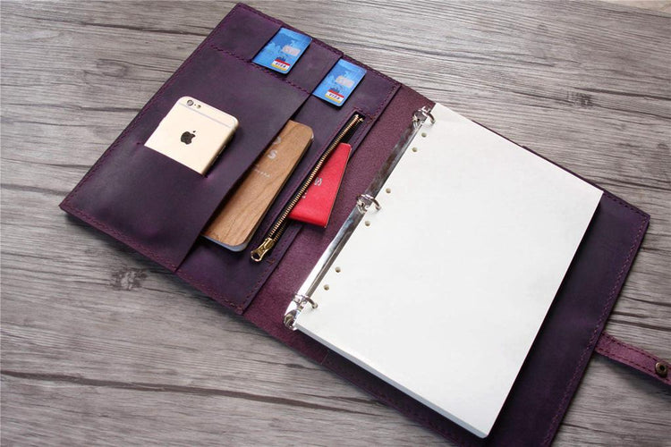leather zipper binder 3 rings