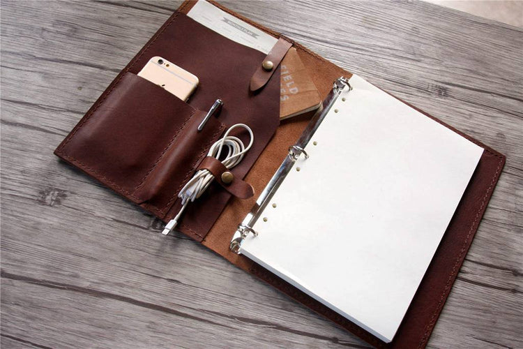 mens leather binder folder