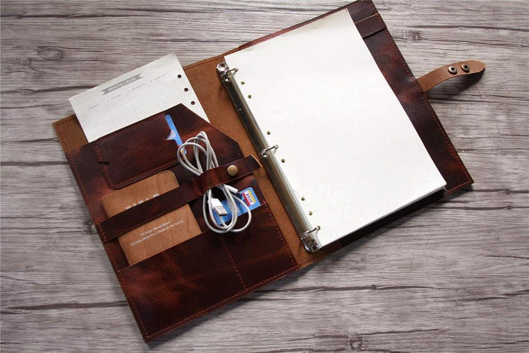 brown leather wedding binder