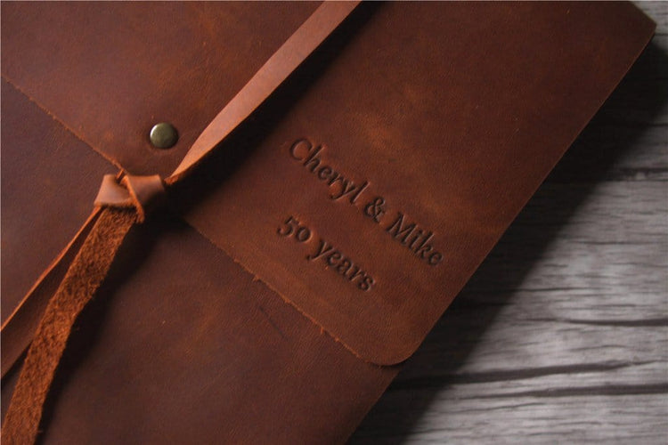 embossed leather memory book album