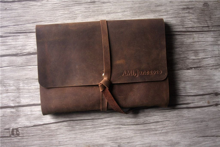 custom leather photo memory book