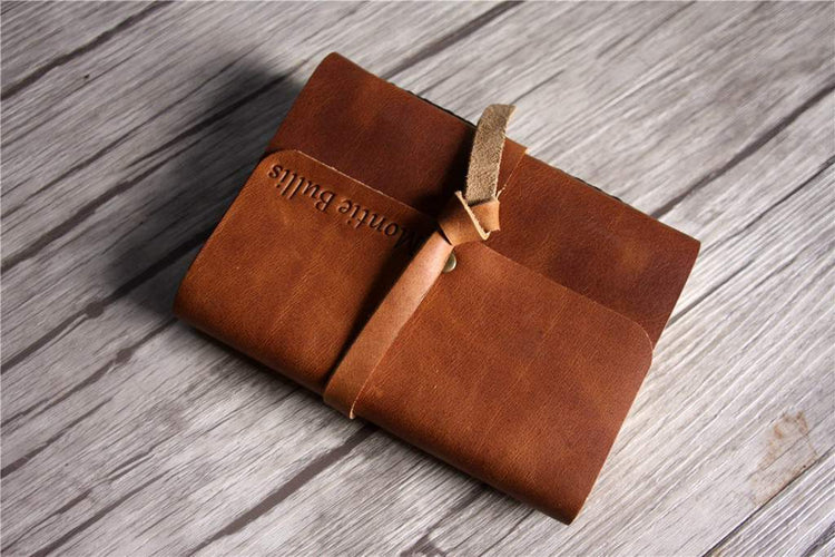 brown leather bathroom guest book album