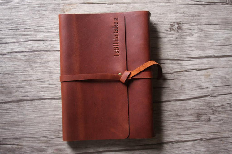 leather bound school memory book photo album